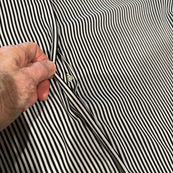 Philosophy Striped Tunic Black and White Pinstripe Blouse High/Low Women’s Large - Picture 6 of 13